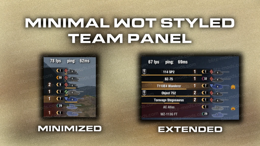 Minimalny panel zespołu w stylu WoT